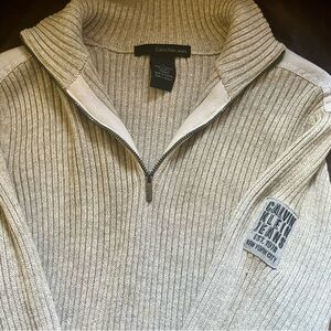 Calvin Klein Jeans Men's Beige Zip-Up Sweater